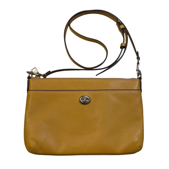 Coach Handbags - Coach Pebbled Leather Polly Top Zip Crossbody Clutch Purse Shoulder Bag Butter
